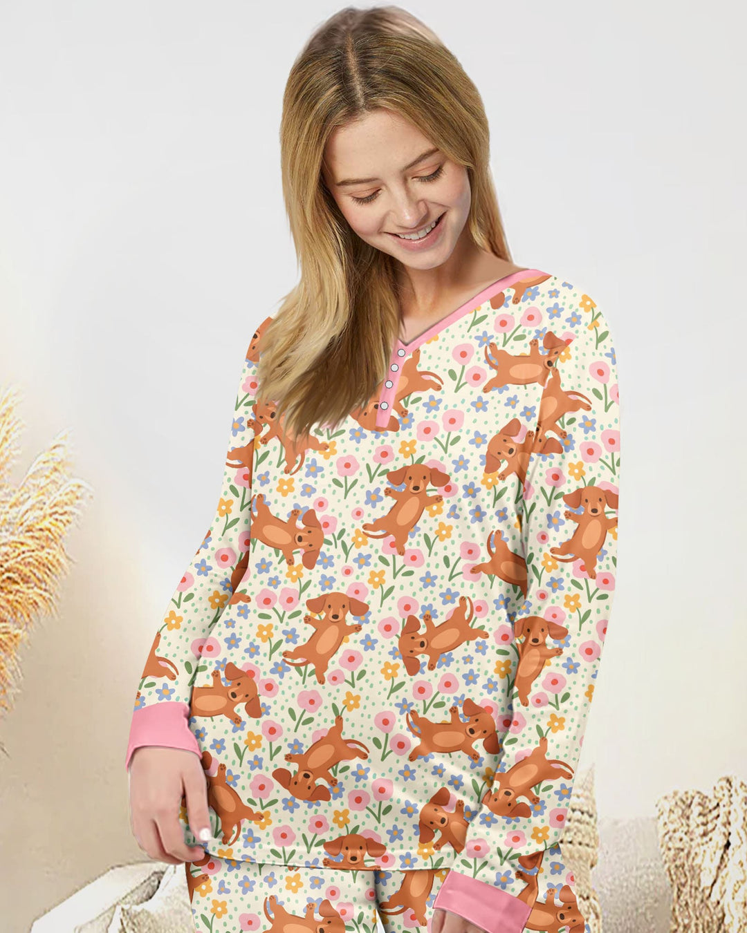 Plantilla de conjunto de pijama de mujer de bambú
