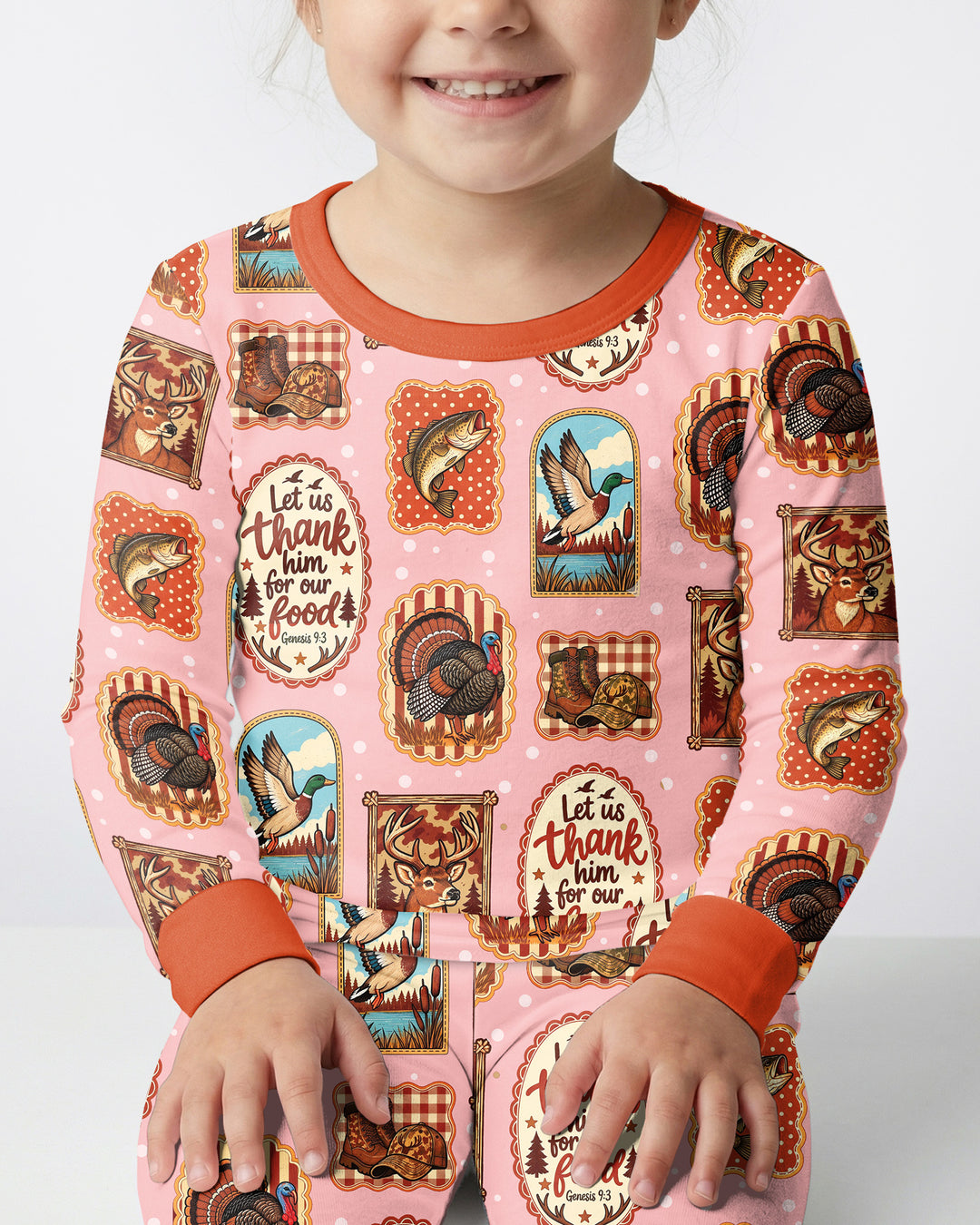 Hunting Let Us Thank Him For Our Food Bamboo Two Piece Long Sleeve Pajama Set