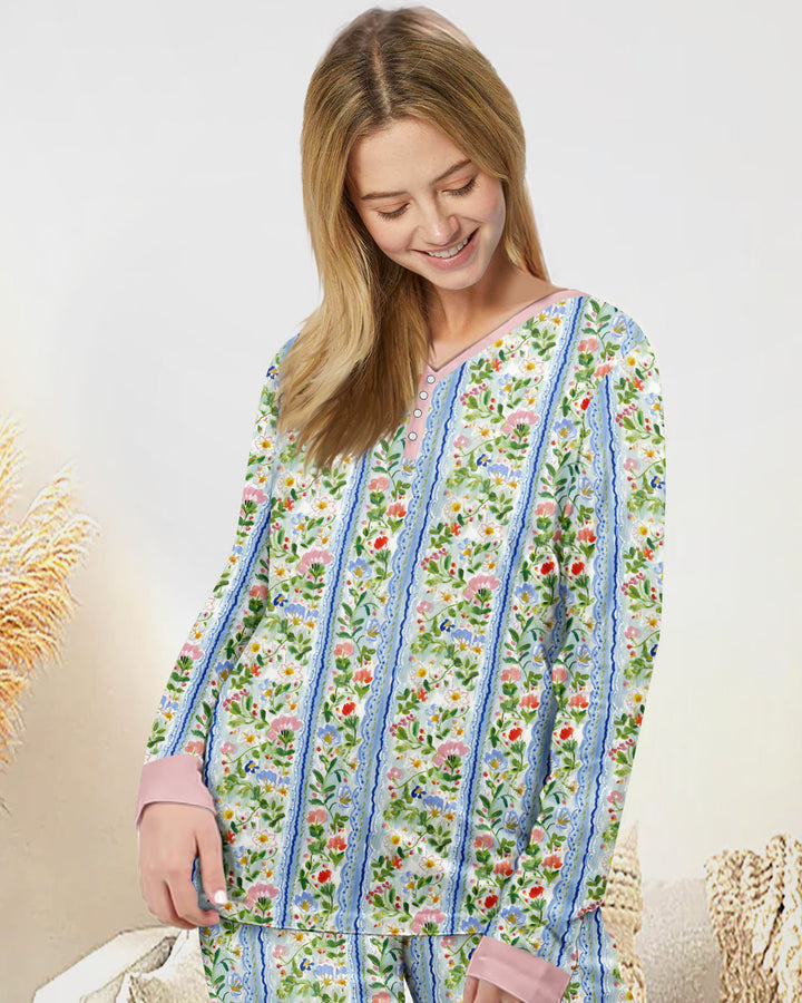 Paste Floral Girl Bamboo Women Pajama Set