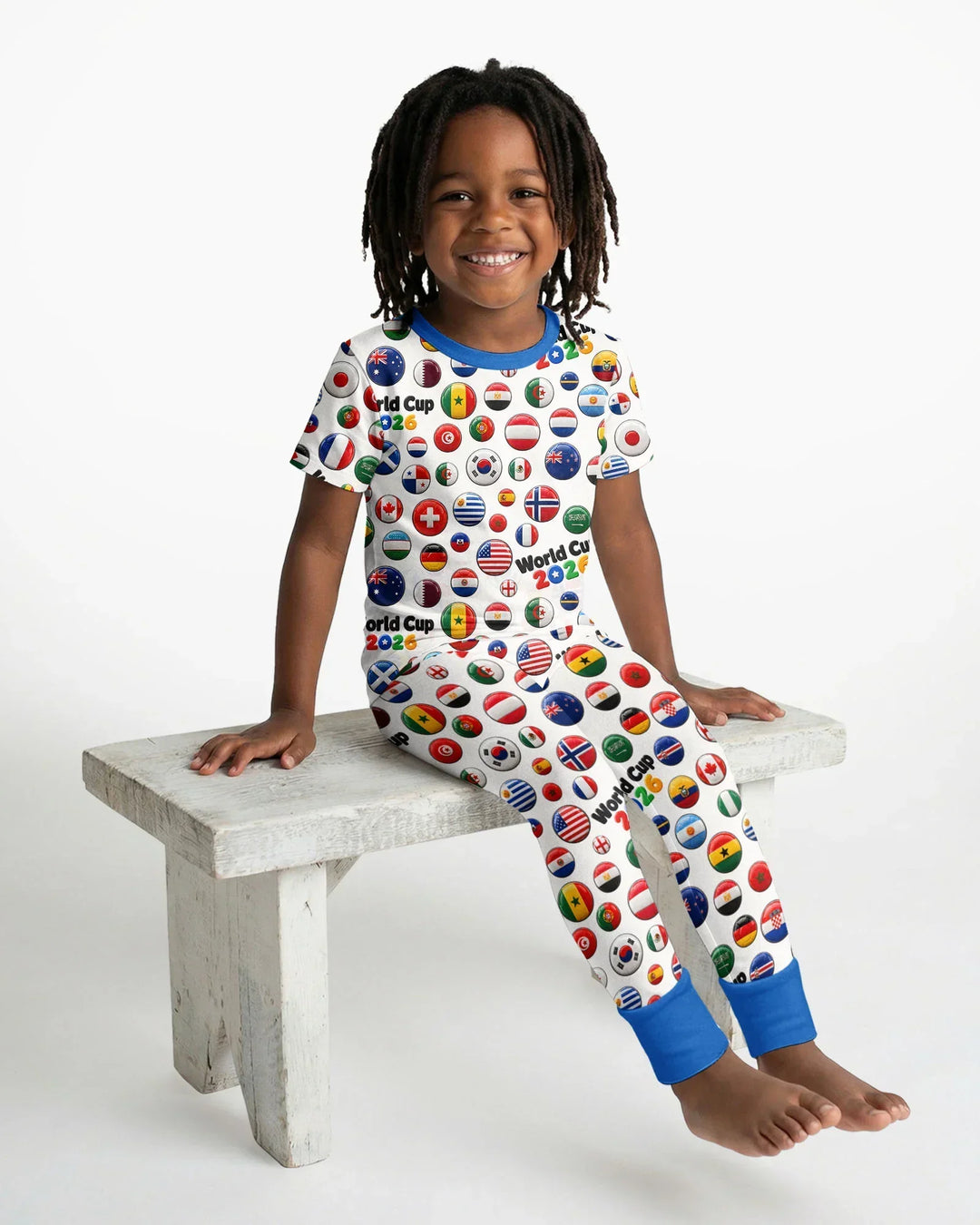 Soccer Cup All Country Balls Bamboo Two Piece Short Sleeve Pajama Set