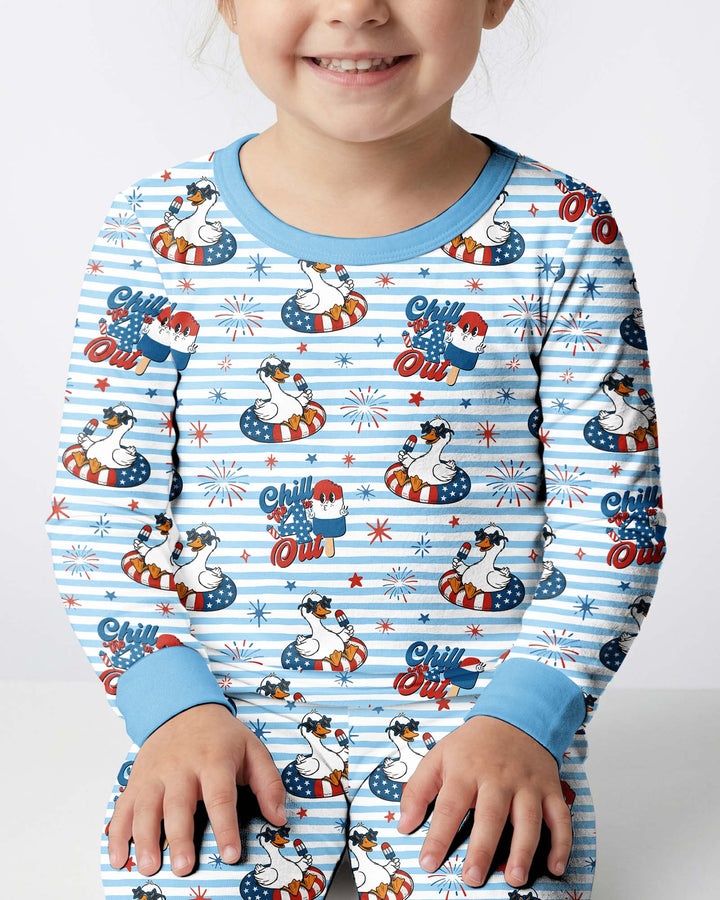 Zweiteiliges Langarm-Pyjama-Set mit Sommerfrüchten
