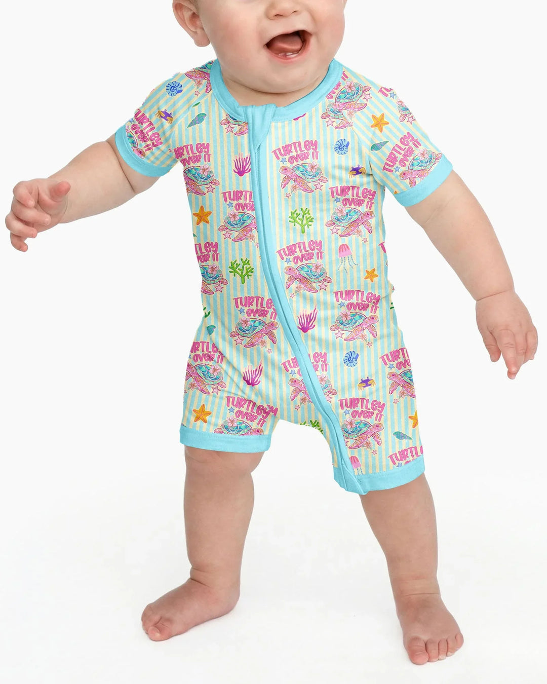 Turtley Over It Family Matching Bamboo Shorty Zippy