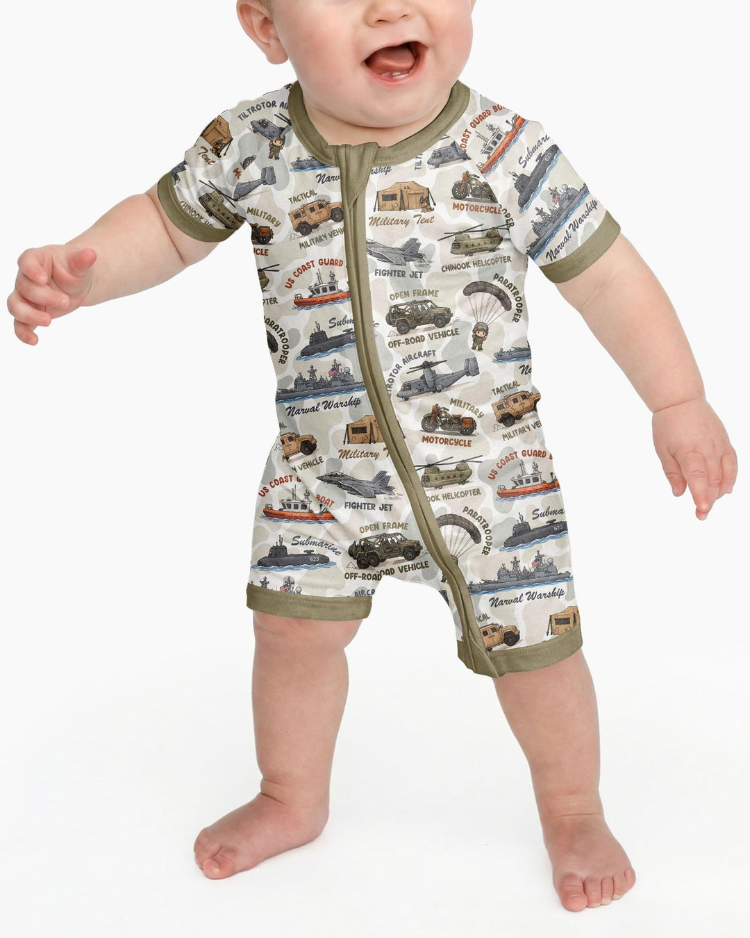 Little Hero Military Family Matching Bamboo Shorty Zippy