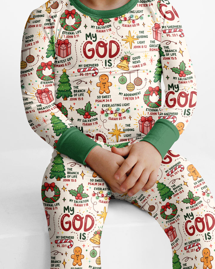 Christmas My God Is Bamboo Two Piece Long Sleeve Pajama Set