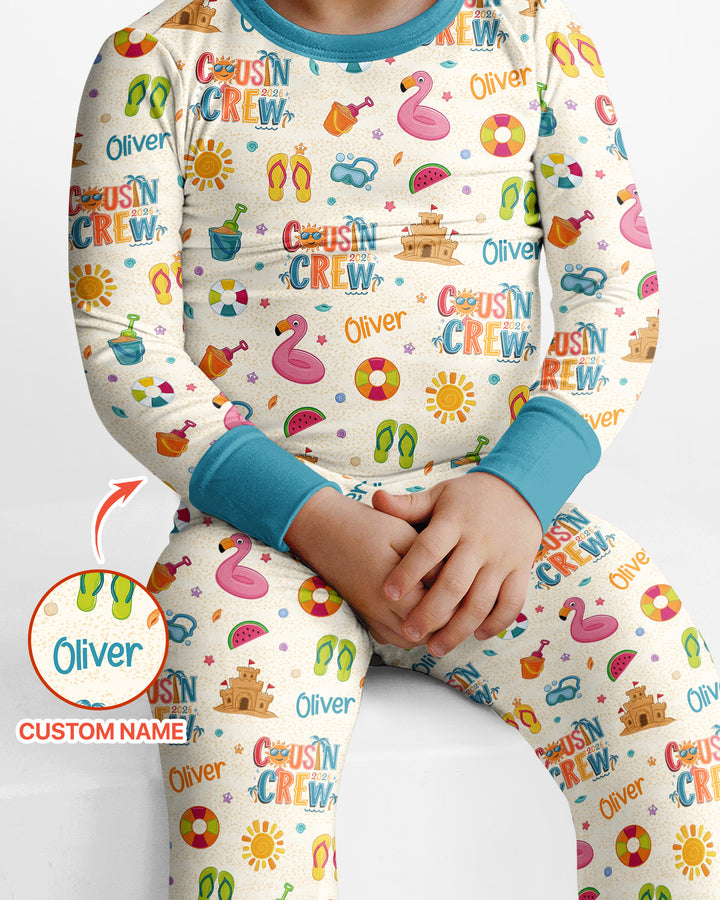 Conjunto de pijama de dos piezas de bambú con mangas largas, plantilla PERSONALIZADA