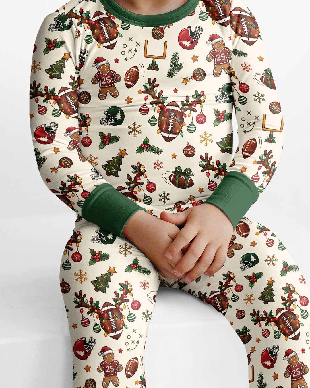 Football Christmas Merry Kickmas Bamboo Two Piece Long Sleeve Pajama Set