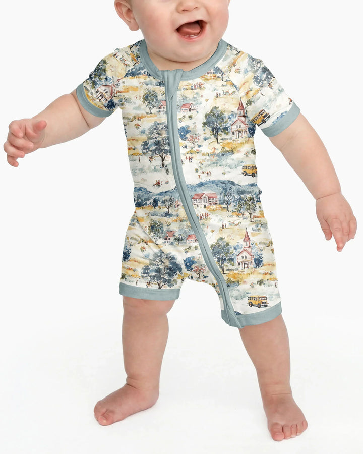 Whimsical Watercolor School Village Bamboo Shorty Zippy