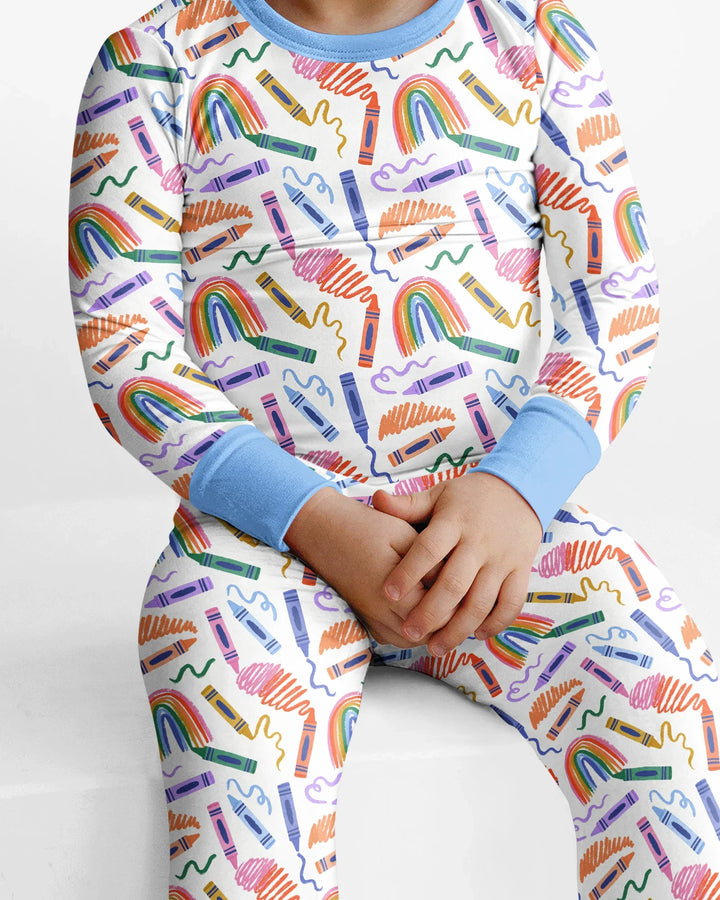 Crayon Chaos Bamboo Two Piece Long Sleeve Pajama Set
