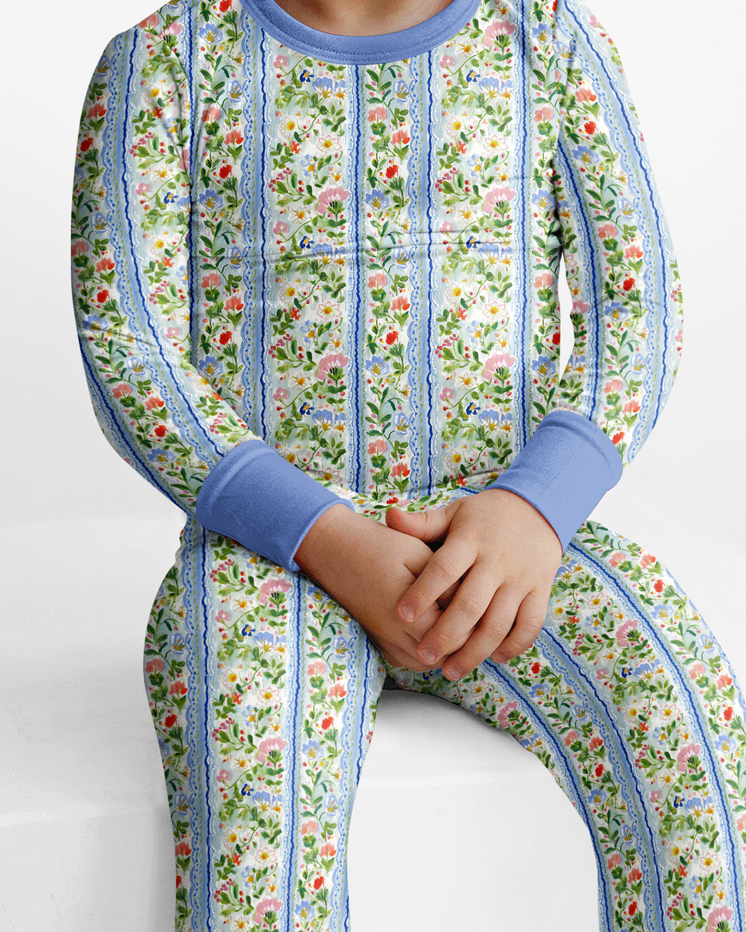 Paste Floral Girl Bamboo Two Piece Long Sleeve Pajama Set