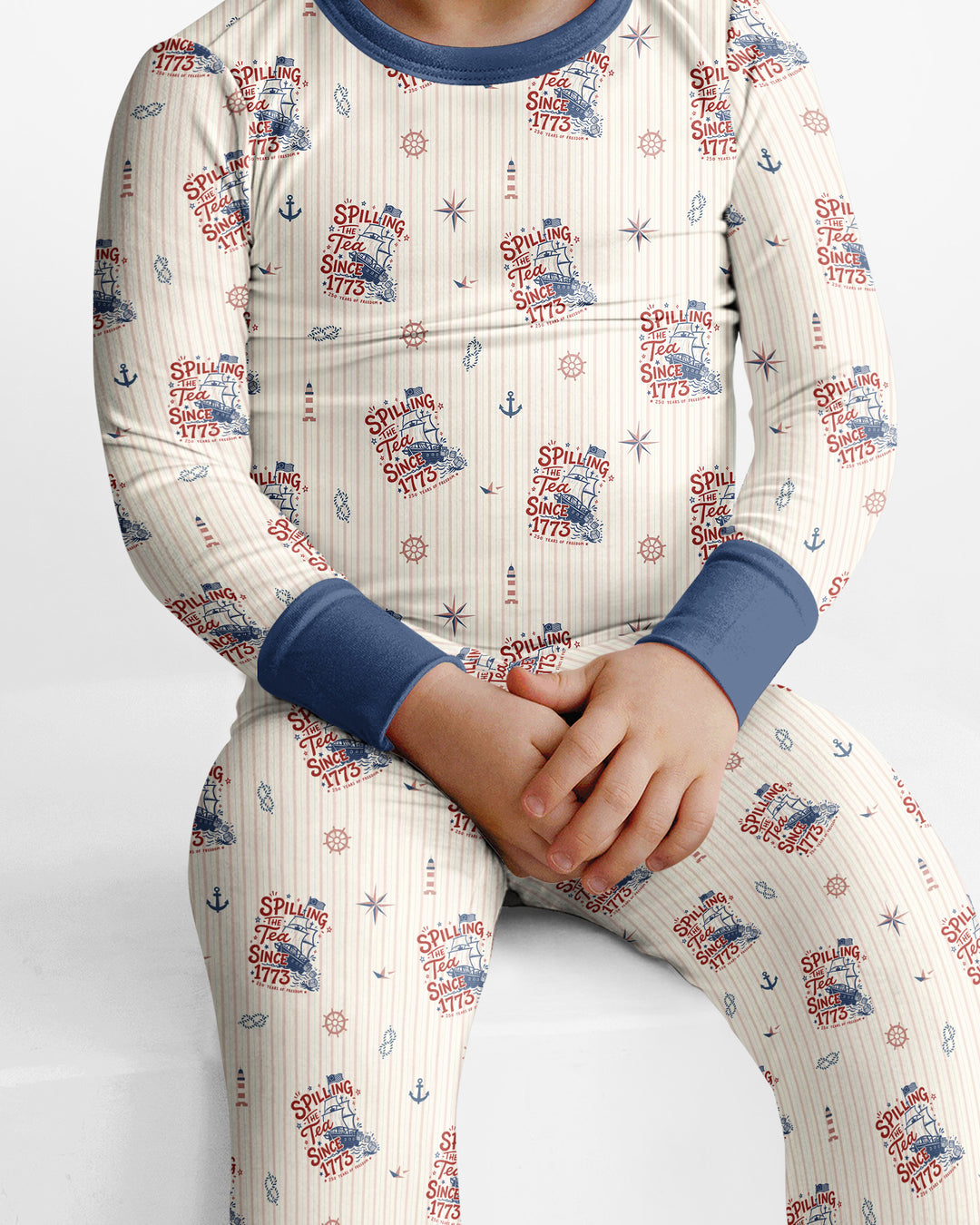 Spilling The Tea Since 1773 Family Matching Bamboo Two Piece Long Sleeve Pajama Set