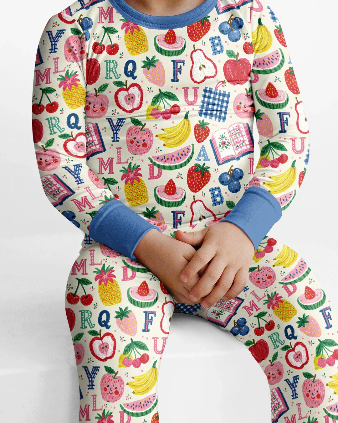 Back To School Fruit Alphabet Bamboo Two Piece Long Sleeve Pajama Set