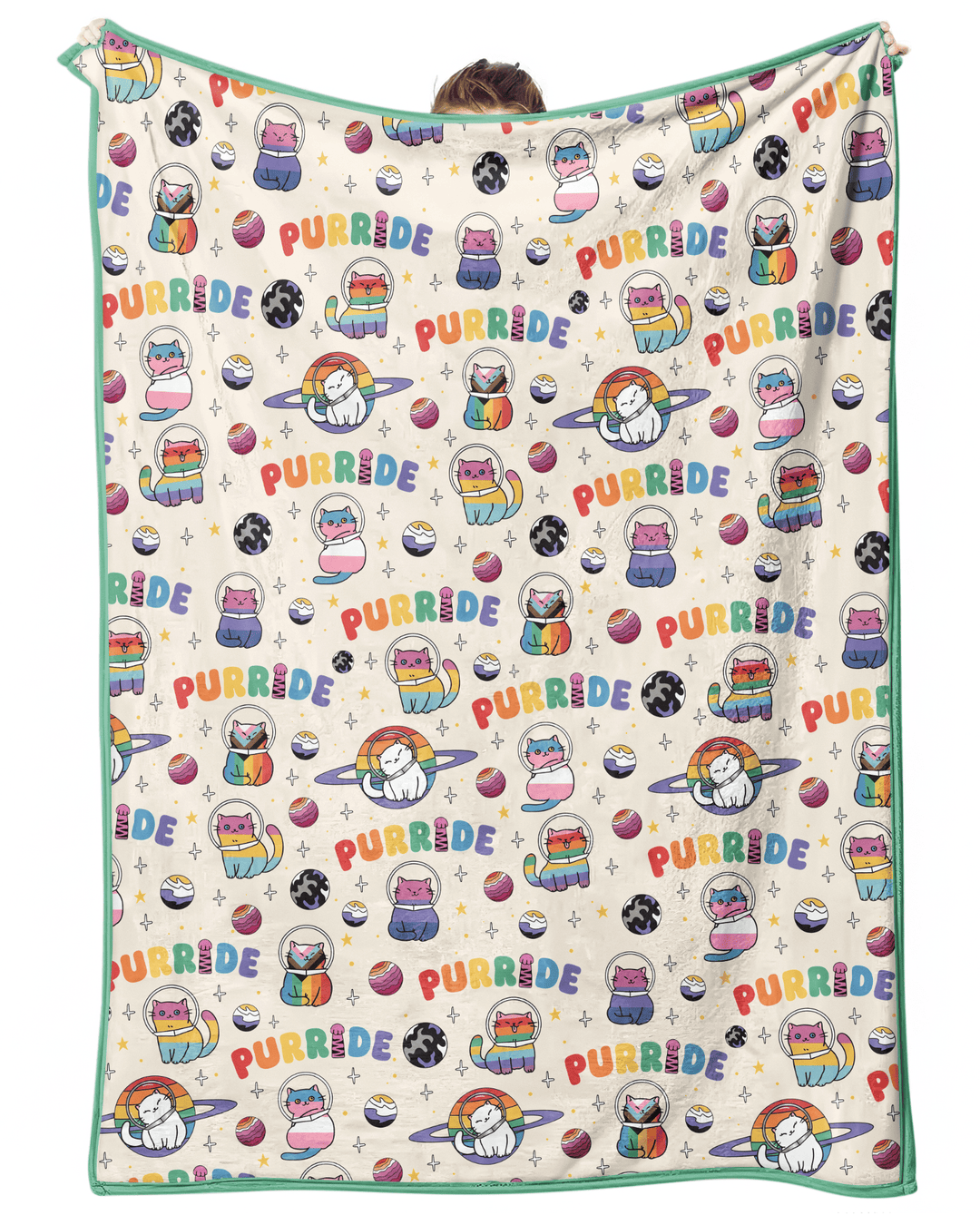 Rainbow Space Cats Family Matching Bamboo Blanket