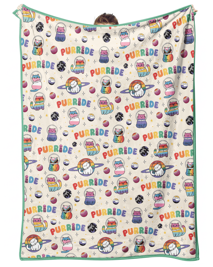 Rainbow Space Cats Family Matching Bamboo Blanket