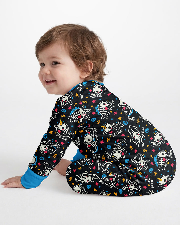 Kawaii Skeleton Ocean Animals Bamboo Convertible Zippy
