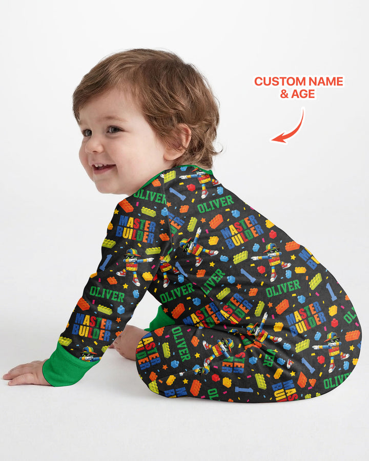Custom Name and Age Master Builder Birthday Bamboo Convertible Zippy