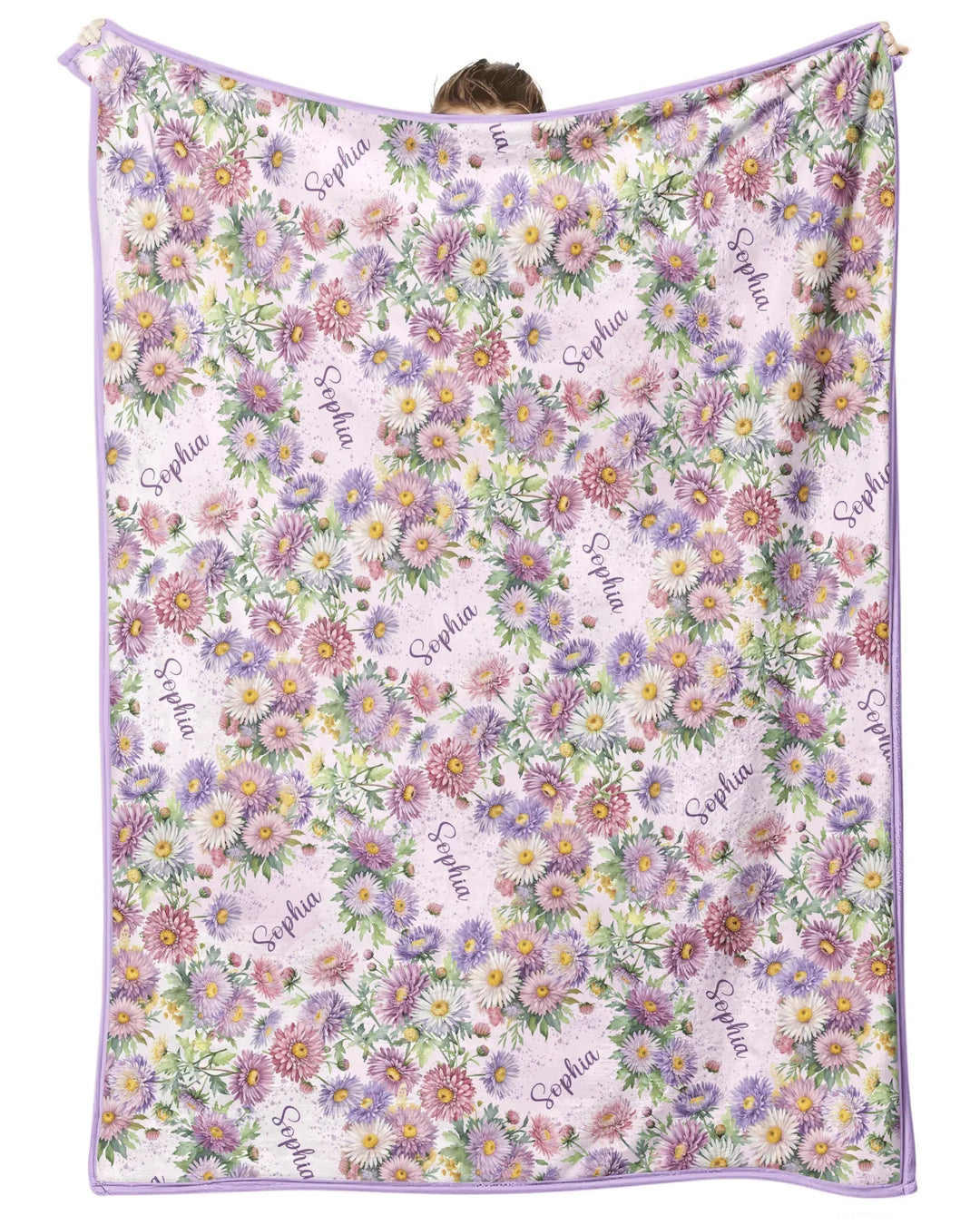 Custom Name Birth Month Flowers Bamboo Blanket
