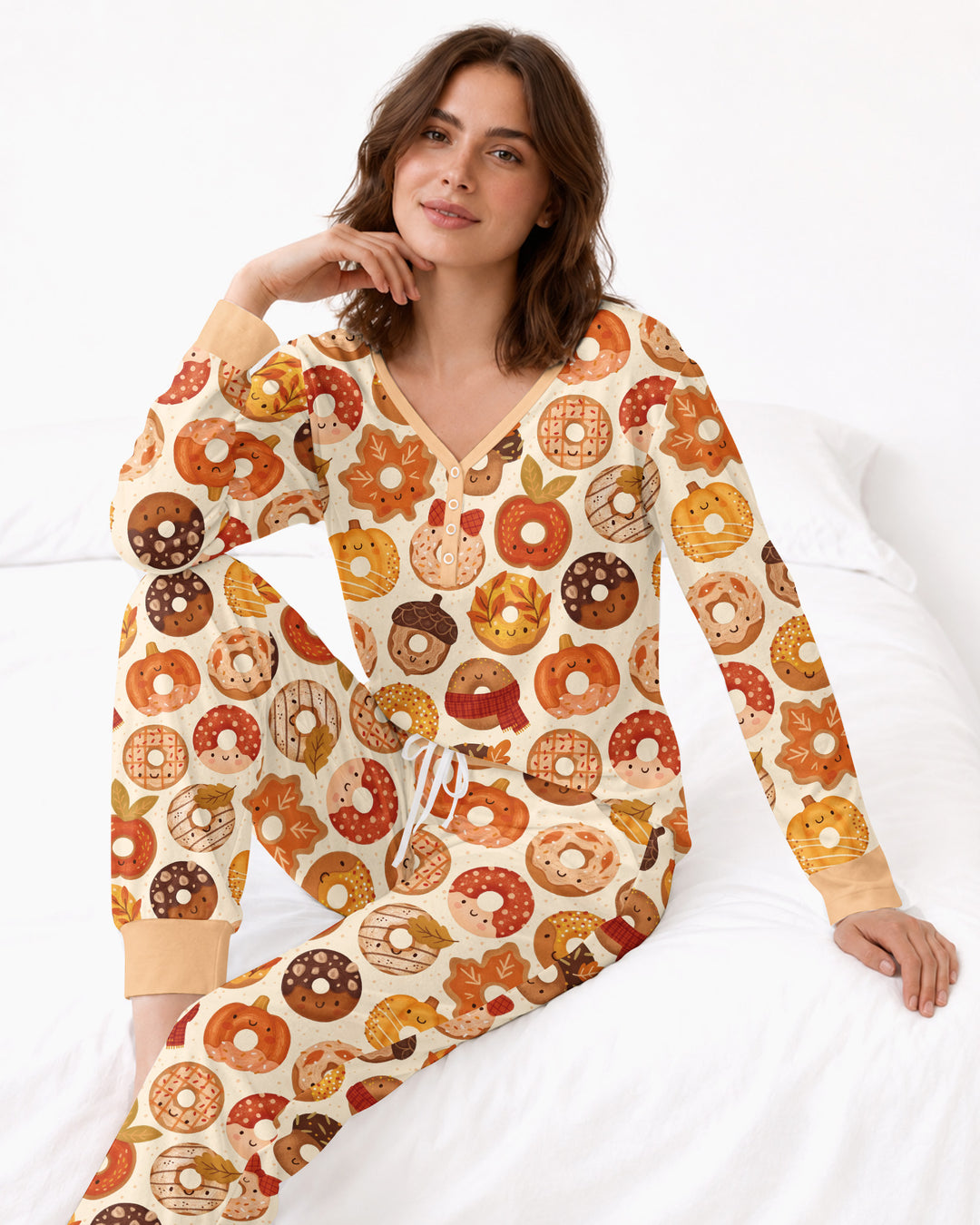 Cute Autumn Donut Bamboo Women Pajama Set