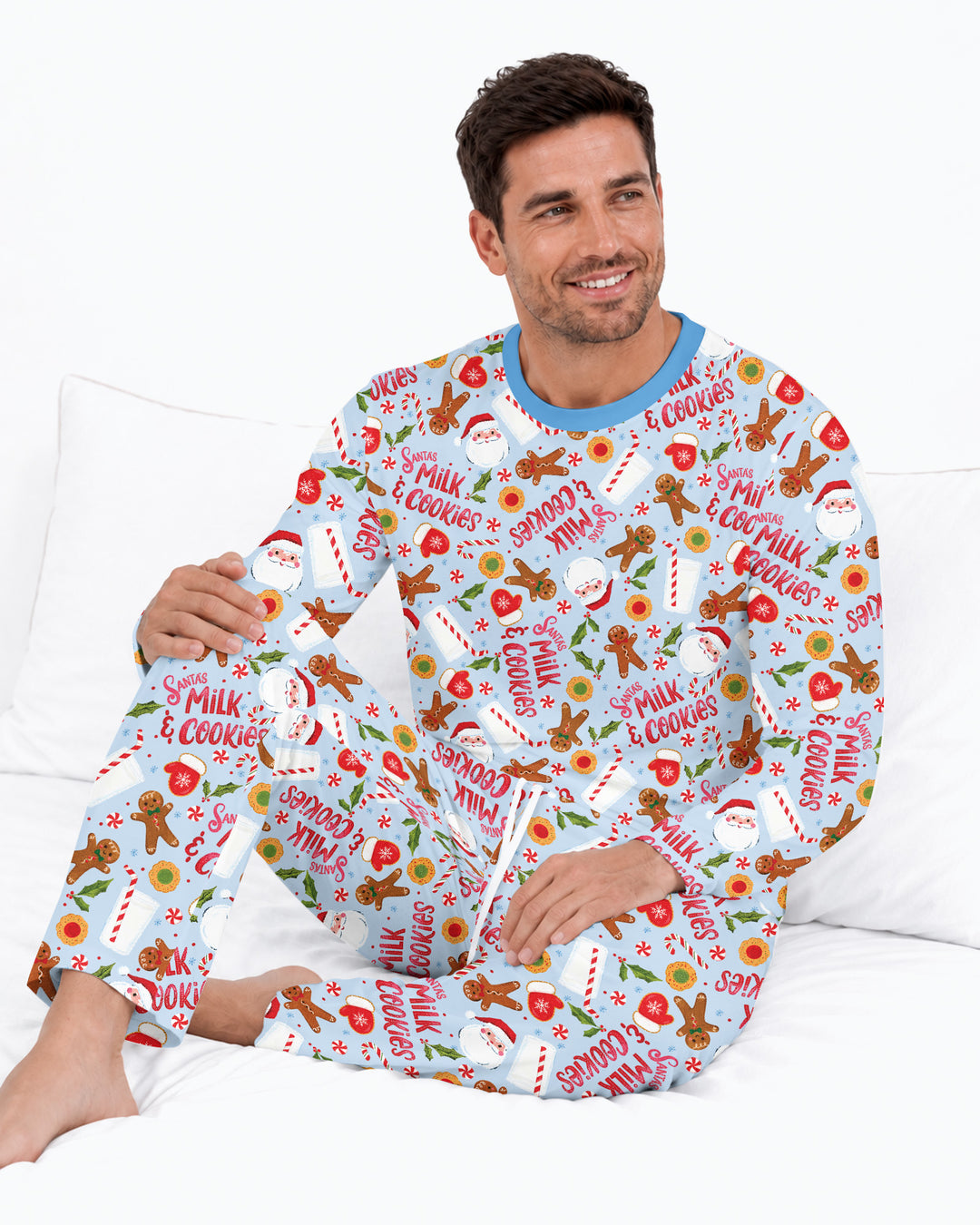 Santas, Milk and Cookies Bamboo Men's Pajama Set