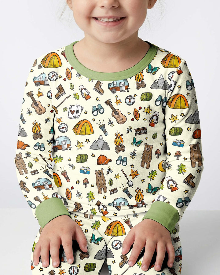 Love Camping Matching Family Bamboo Two Piece Long Sleeve Pajama Set