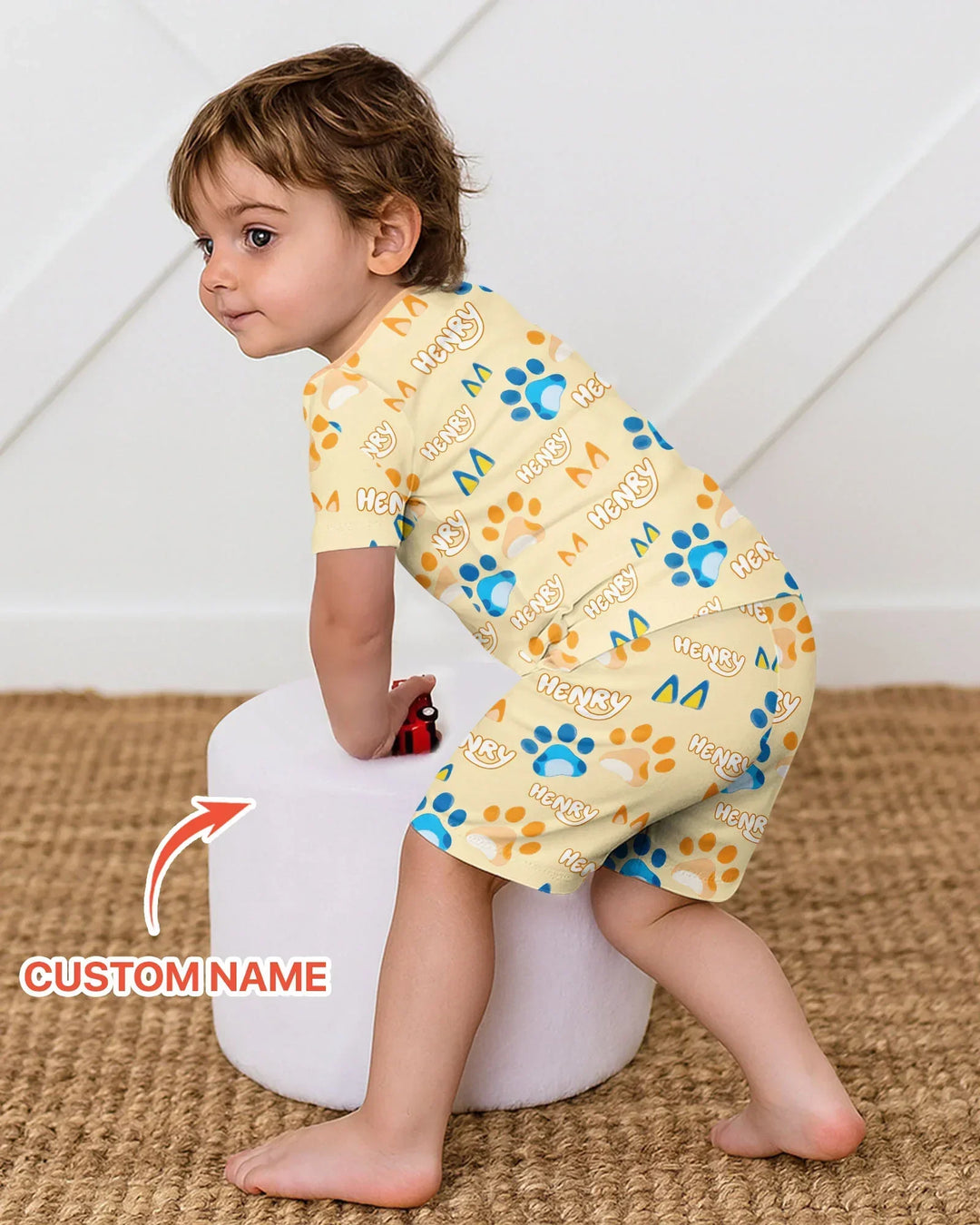 Pijama de bambú de dos piezas de manga corta con pantalón corto, plantilla personalizada