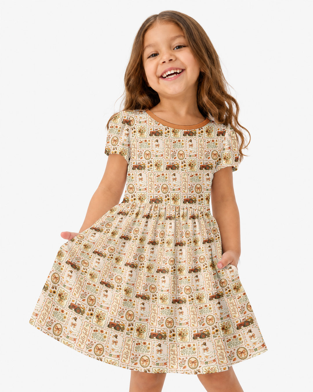 Farmhouse Fall Goose Family Matching Bamboo Twirl Dress