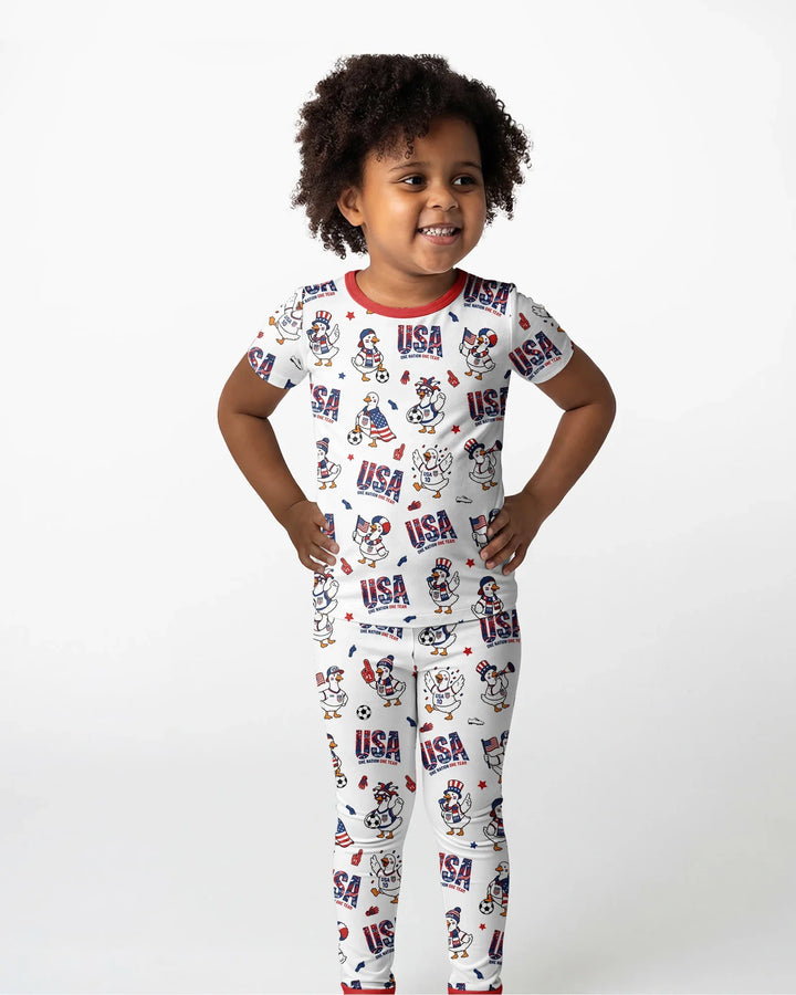 Conjunto de pijama de dos piezas de manga corta de bambú