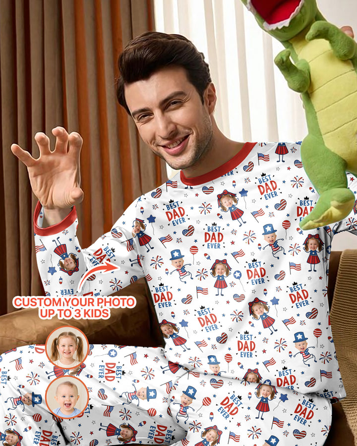 Custom Photo Best Patriotic Family Ever Bamboo Men's Pajama Set