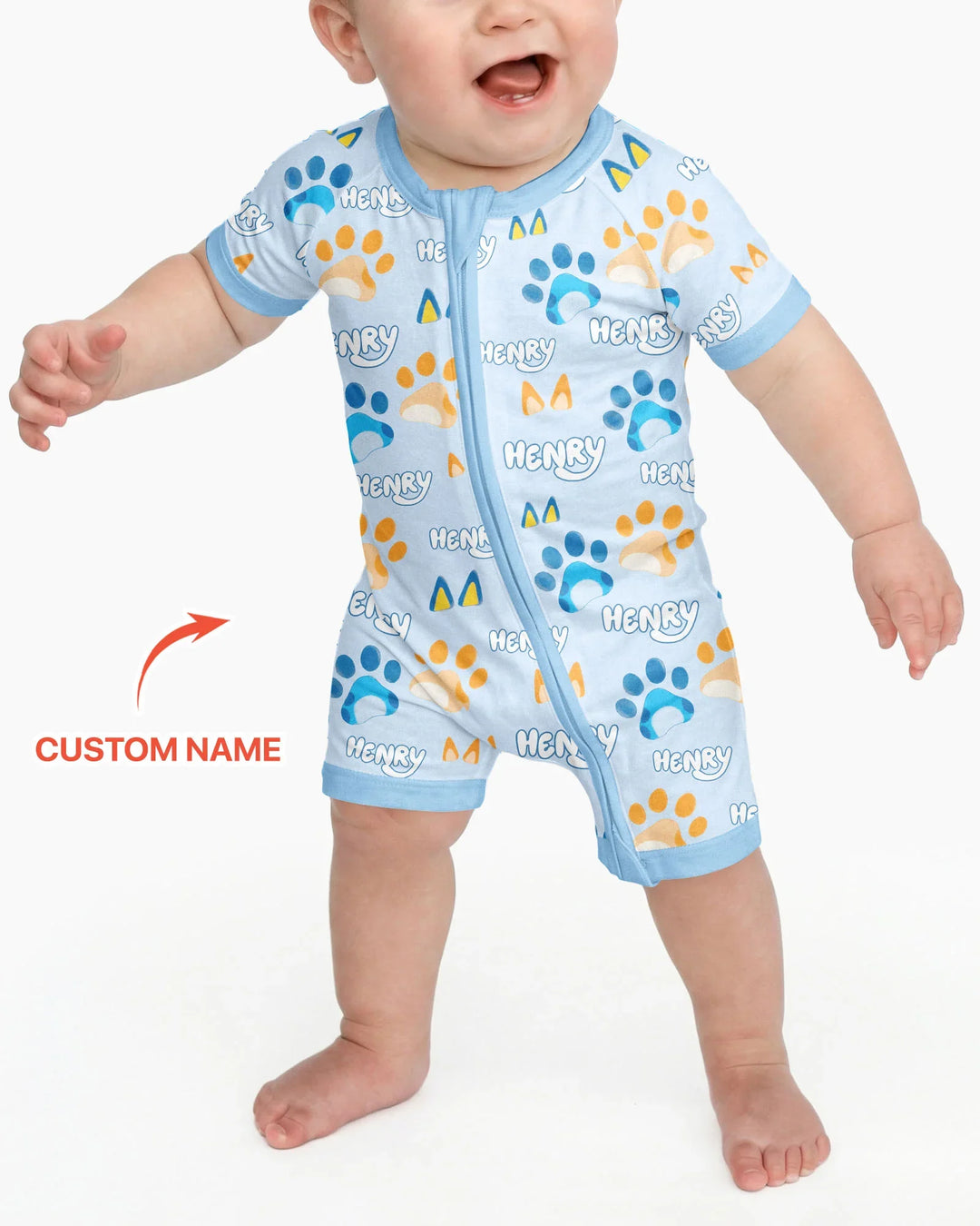 Custom Name Favourite Blue Dog Family Matching Bamboo Shorty Zippy