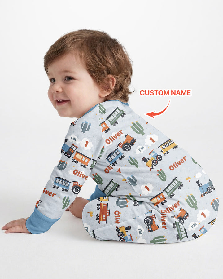 Personalized Train Birthday Bamboo Convertible Zippy