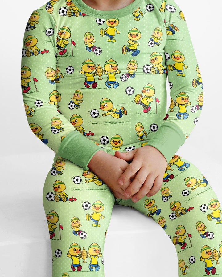 Brasil Soccer Fan Family Matching Bamboo Two Piece Long Sleeve Pajama Set