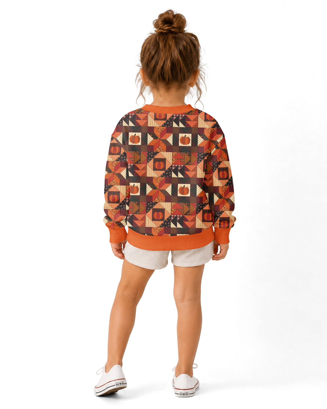 Vintage Pumpkin Patchwork Fall Bamboo Crewneck Sweatshirt