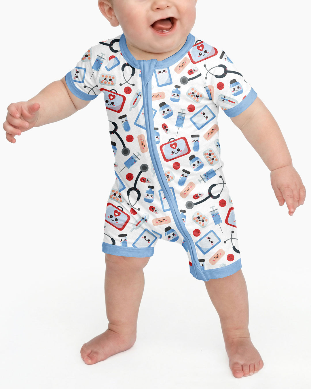 Medical Buddies Bamboo Shorty Zippered Romper