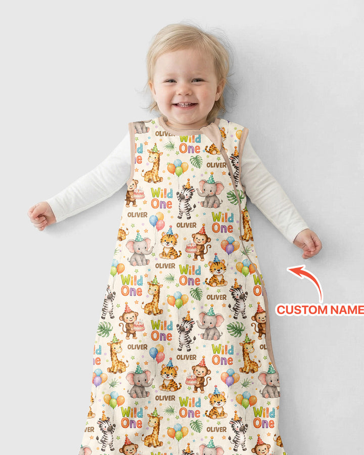 Custom Name 1st Birthday Wild One Bamboo Sleep Bag