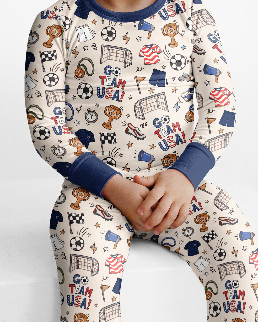 Soccer Go Team USA Bamboo Two Piece Long Sleeve Pajama Set