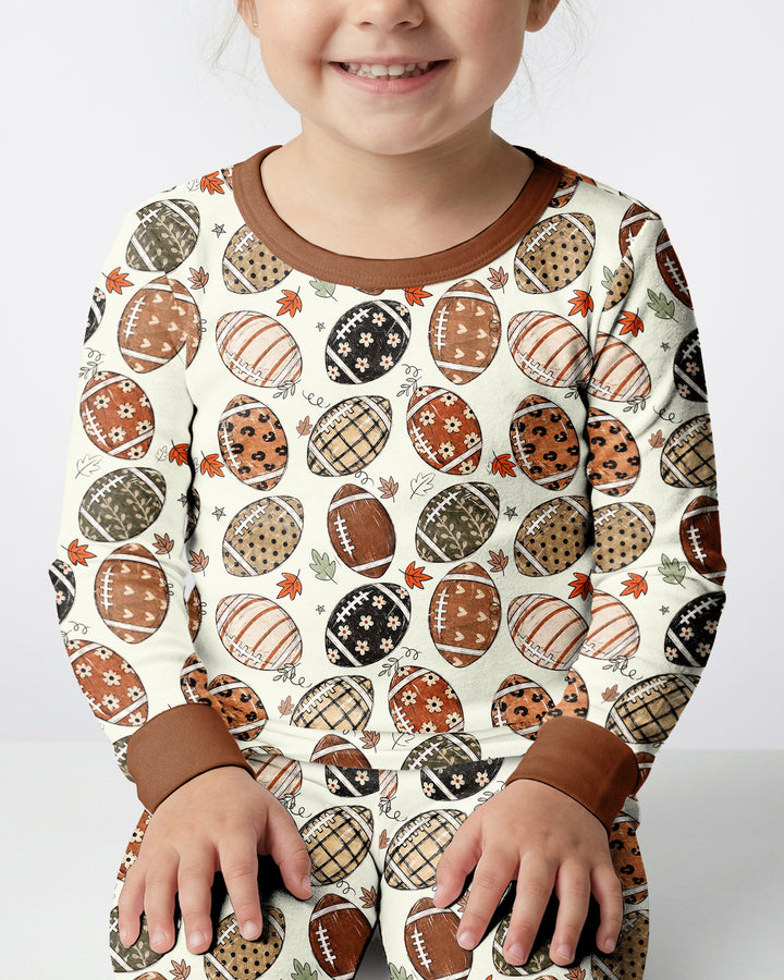 Boho Football Bamboo Two Piece Long Sleeve Pajama Set