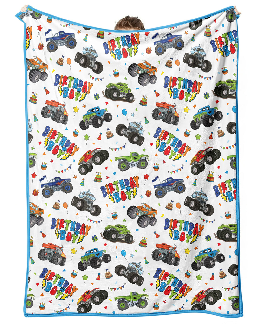 Monster Truck Birthday Boy Bamboo Blanket