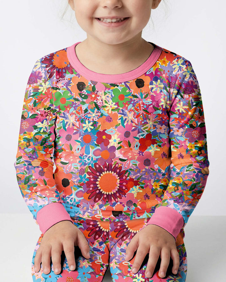 Conjunto de pijama de dos piezas de bambú Rainbow Blooms