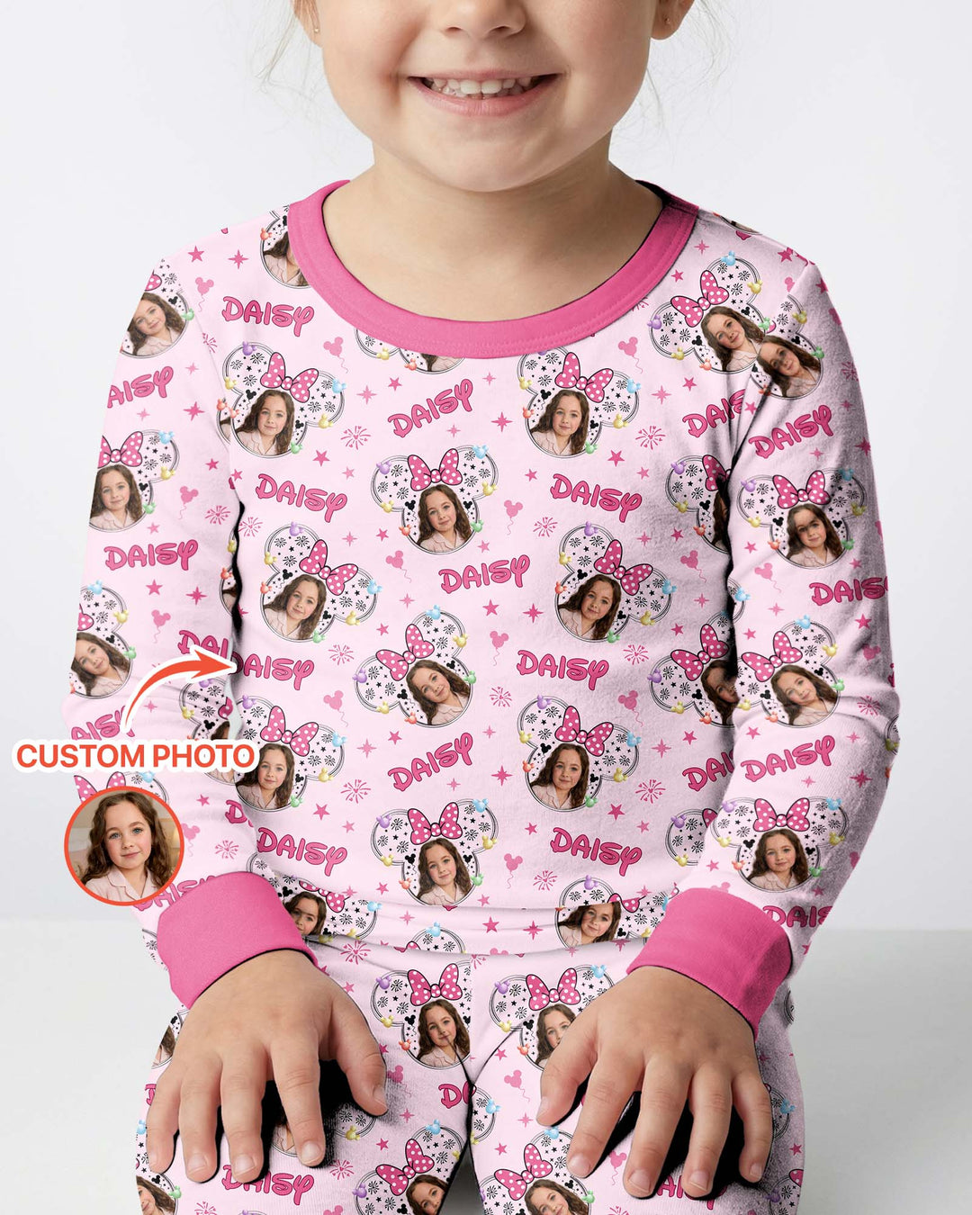Custom Photo Little Princess Bamboo Two Piece Long Sleeve Pajama Set