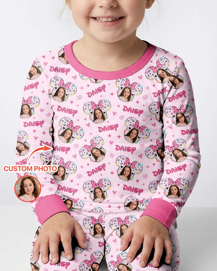 Custom Photo Little Princess Bamboo Two Piece Long Sleeve Pajama Set