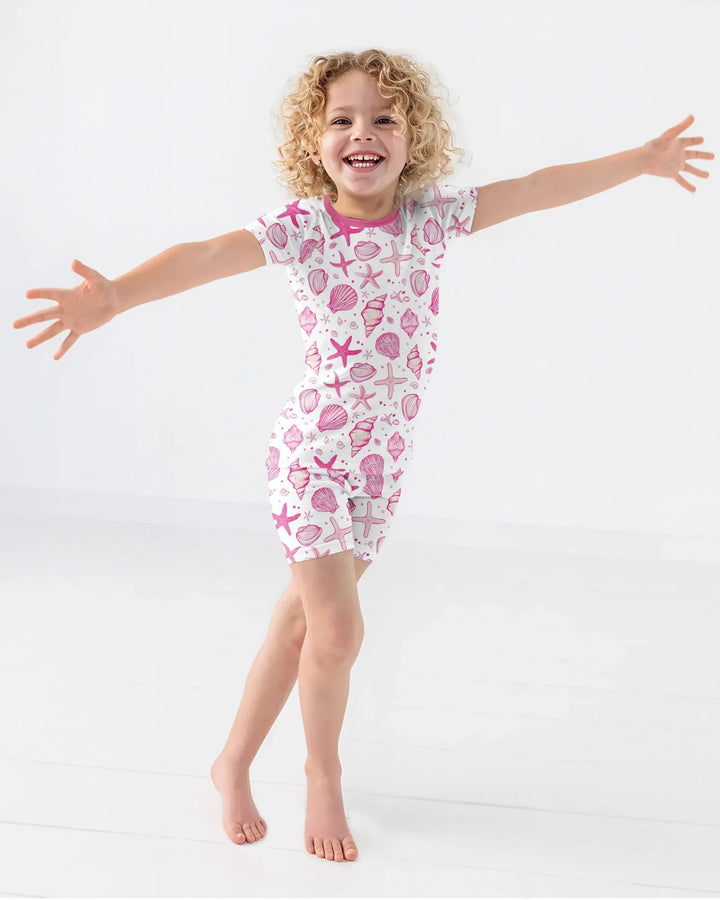 Coastal Charm Family Matching Bamboo Two Piece Short Sleeve Shorts Pajama Set
