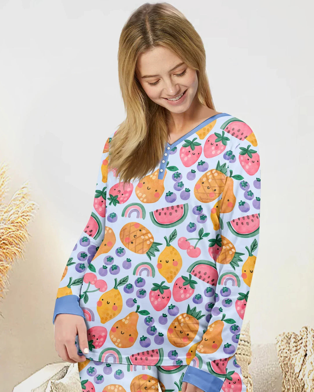 Plantilla de conjunto de pijama de mujer de bambú