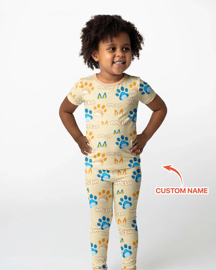 Conjunto de pijama de dos piezas de bambú de manga corta, plantilla personalizada