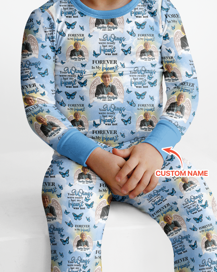 Custom Photo Forever In My Heart Family Matching Bamboo Two Piece Long Sleeve Pajama Set