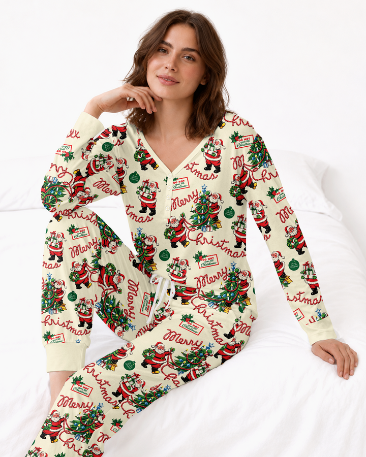 Funny Christmas Santa Bamboo Women Pajama Set