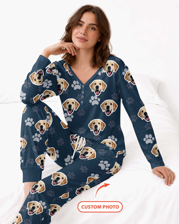 Personalized Dog & Cat Photo Bamboo Women Pajama Set
