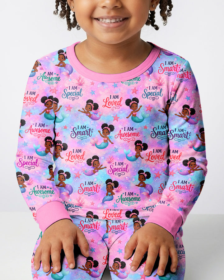 Black Mermaid I Am Strong Bamboo Two Piece Long Sleeve Pajama Set