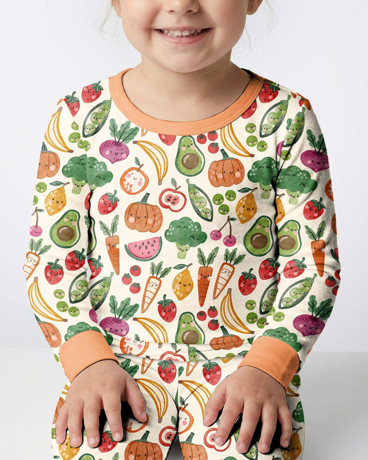 Zweiteiliges Langarm-Pyjama-Set mit Sommerfrüchten