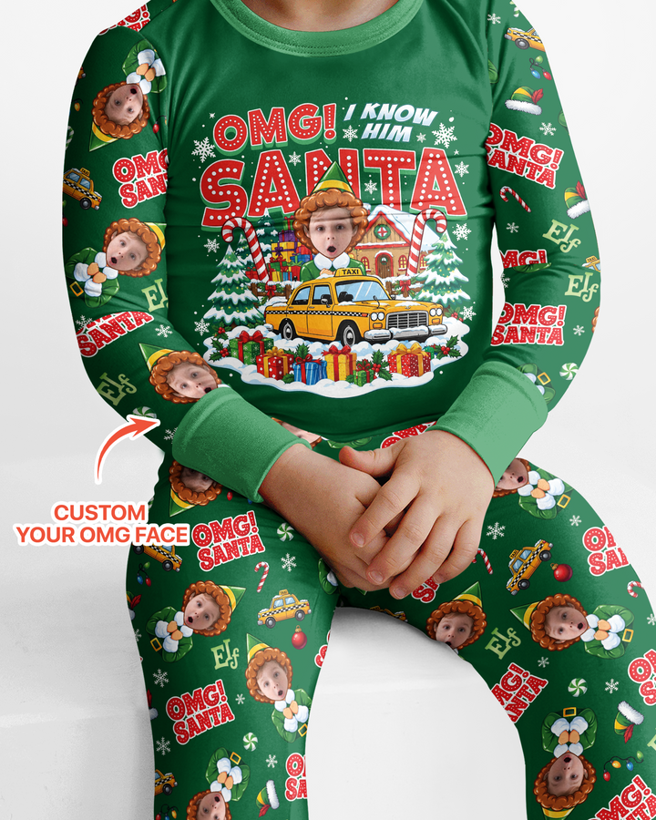 Custom Image OMG Santa Bamboo Two Piece Long Sleeve Pajama Set