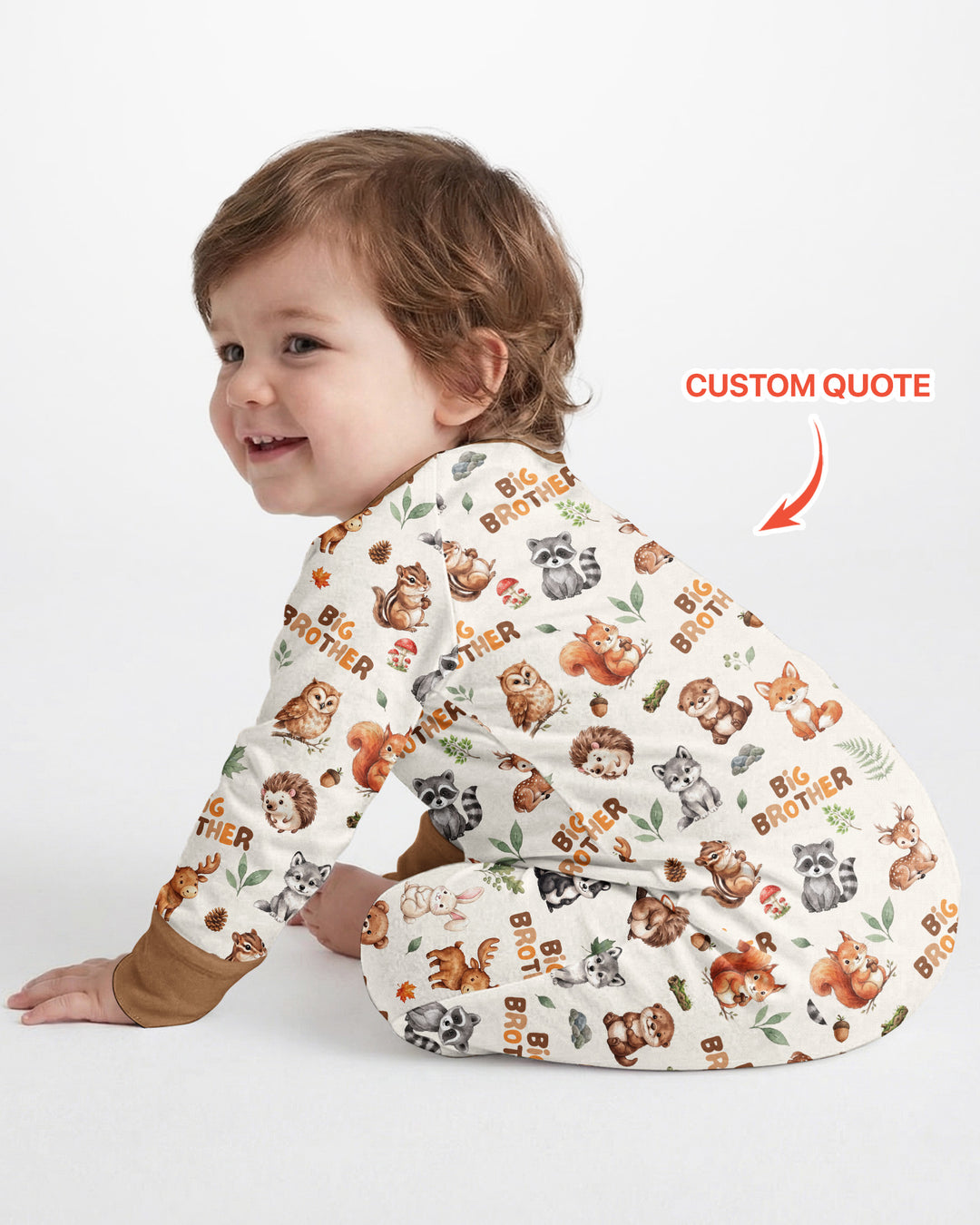 Custom Quote Woodland Animal Matching Sibling Bamboo Convertible Zippy
