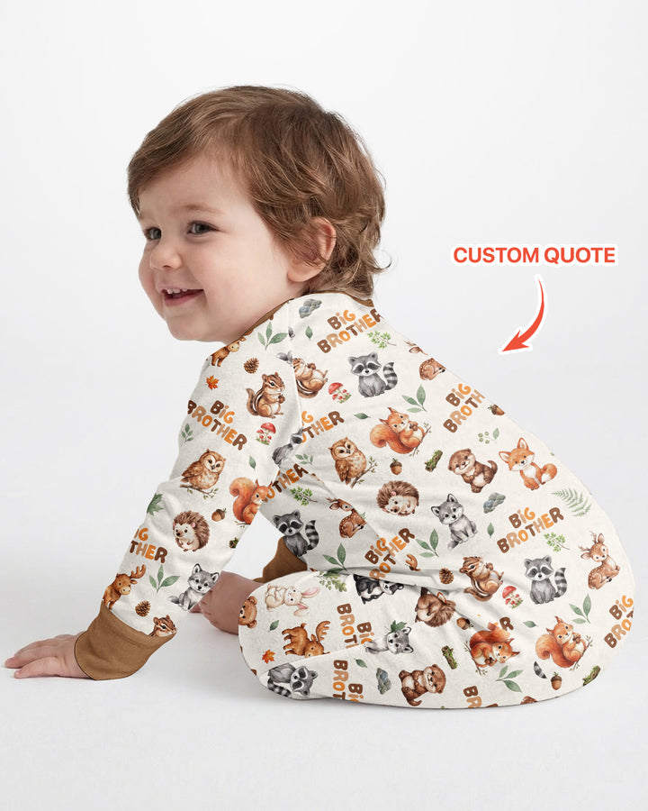 Custom Quote Woodland Animal Matching Sibling Bamboo Convertible Zippy